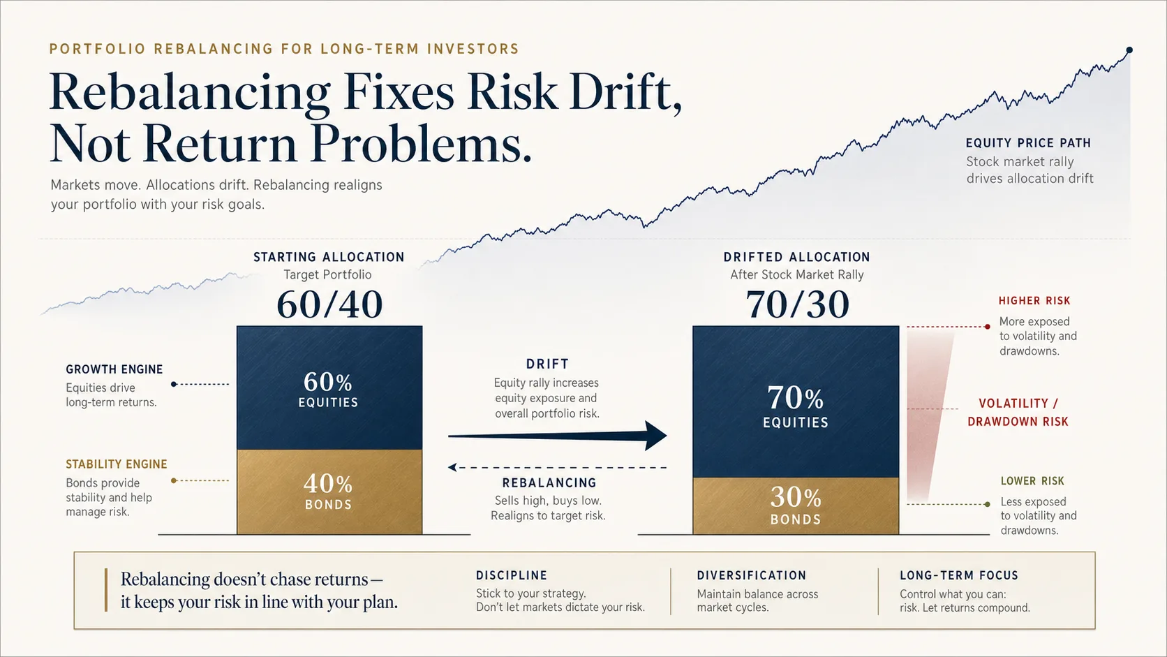Portfolio Rebalancing for Long-Term Investors: When to Rebalance, How Much, and What It Actually Fixes