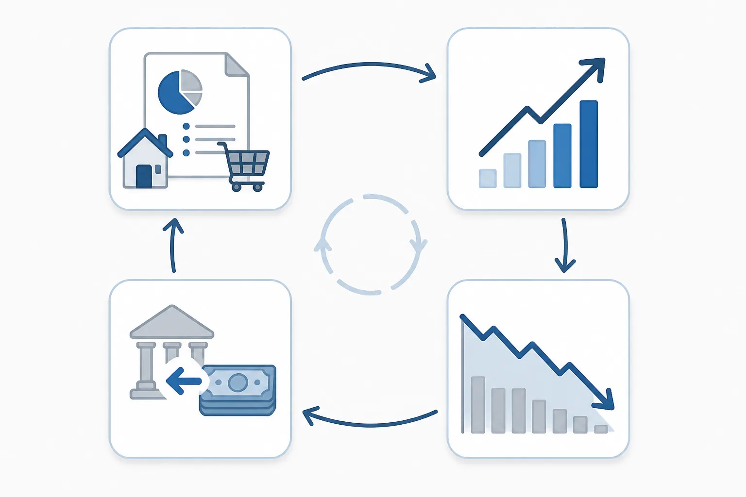Clean infographic showing the four variables behind trading income: living expenses, expected return, drawdown, and withdrawals